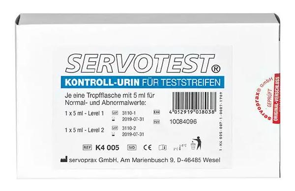  Servotest Kontrollurin f. Teststreifen 2 Röhrchen m. 5ml